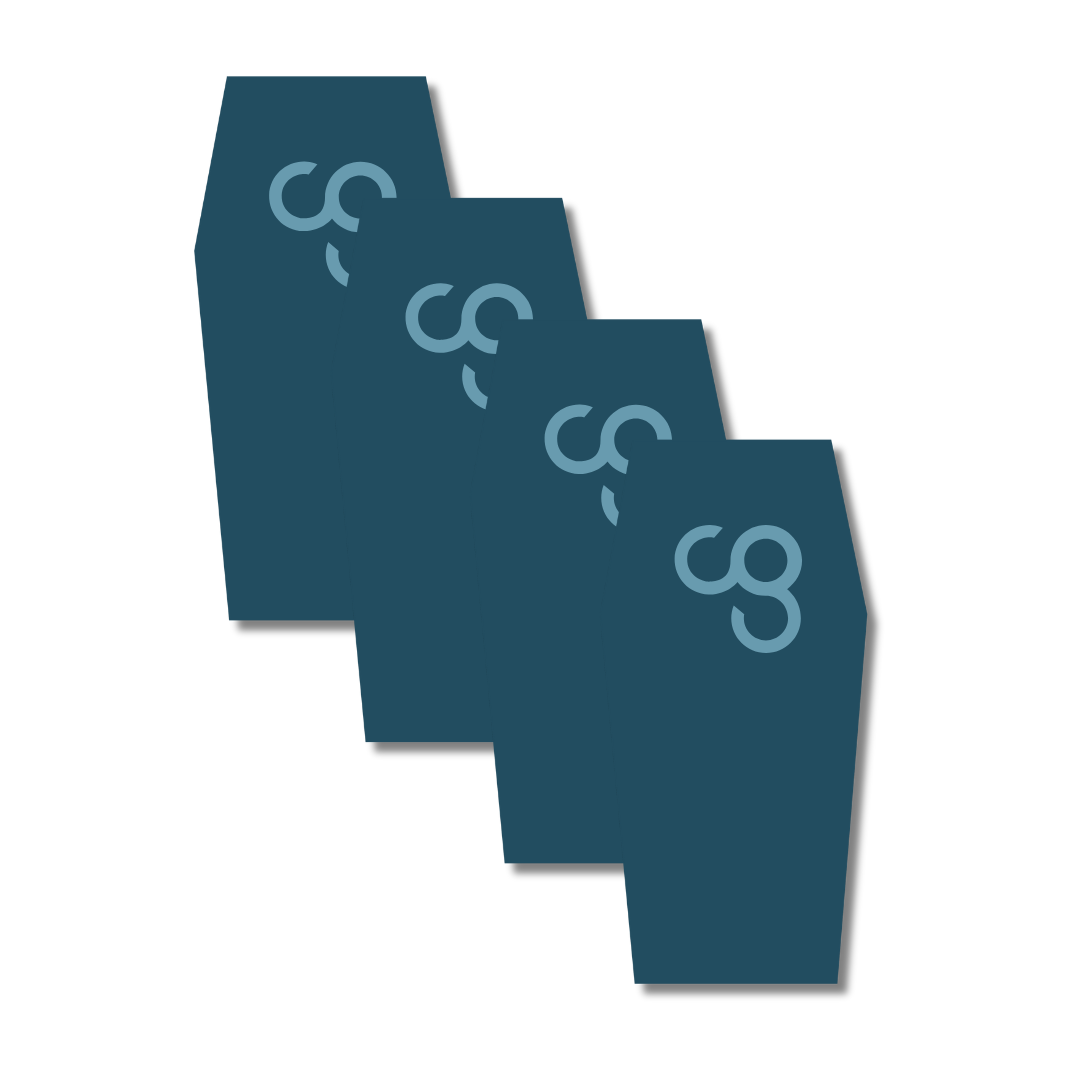 4 pack of blue fitness mats with a CG logo on a white background