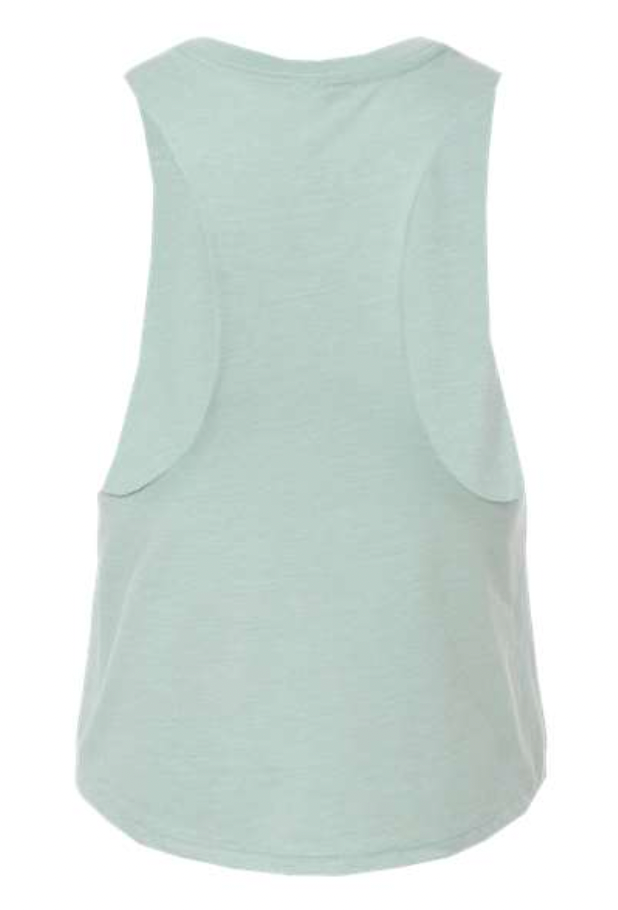 Back of light blue tank top, nothing printed on it