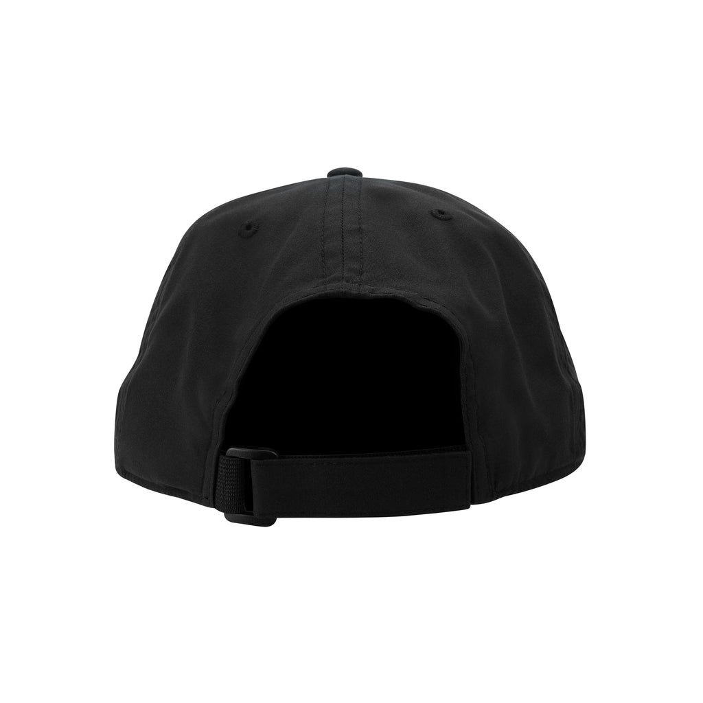 Black performance hat, back is plain