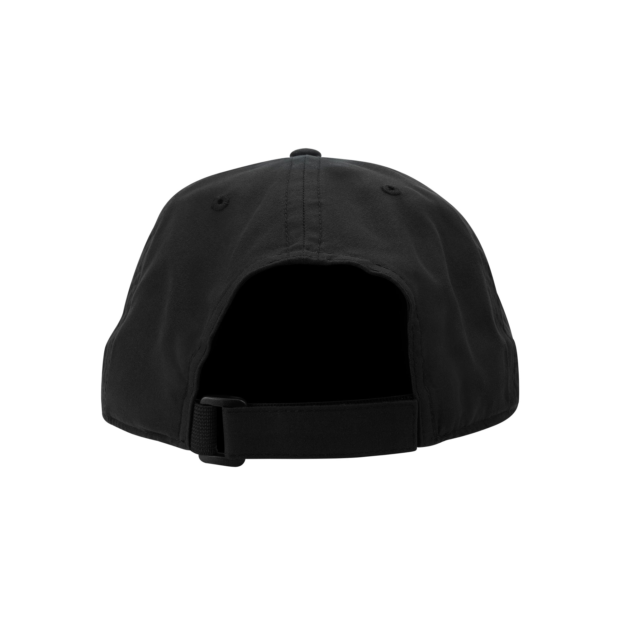 Black performance hat, back is plain