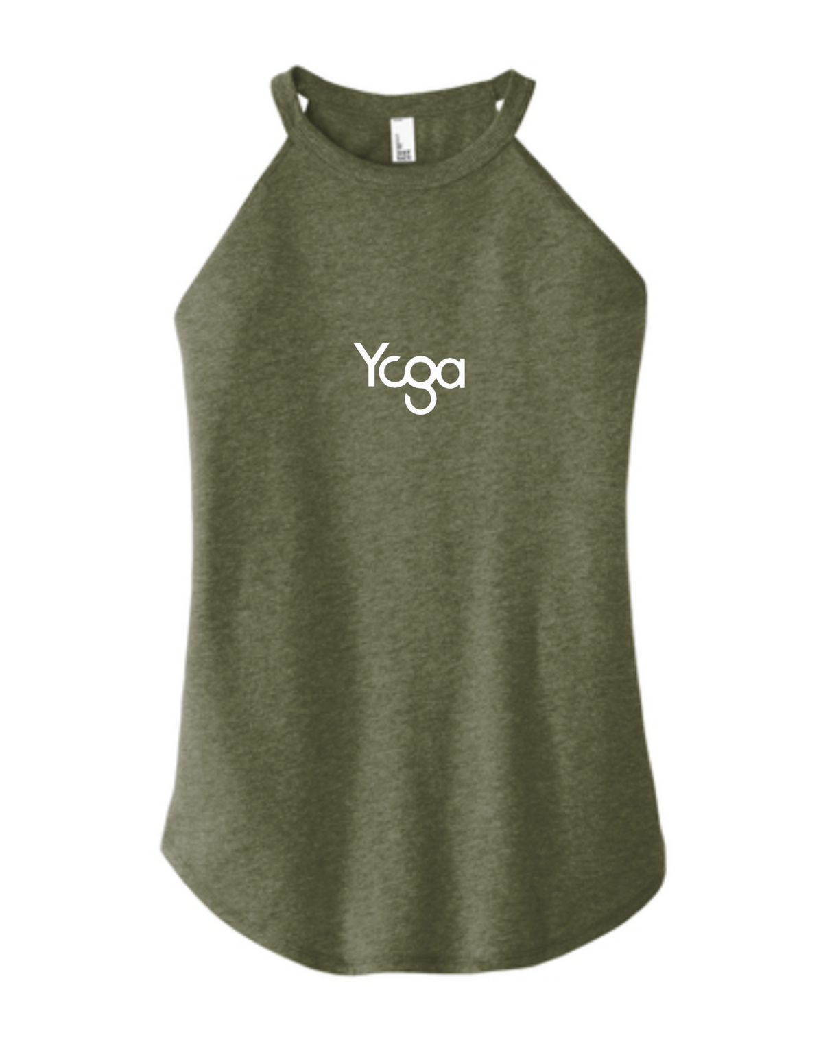 Green tank top with 'Yoga' text on a white background