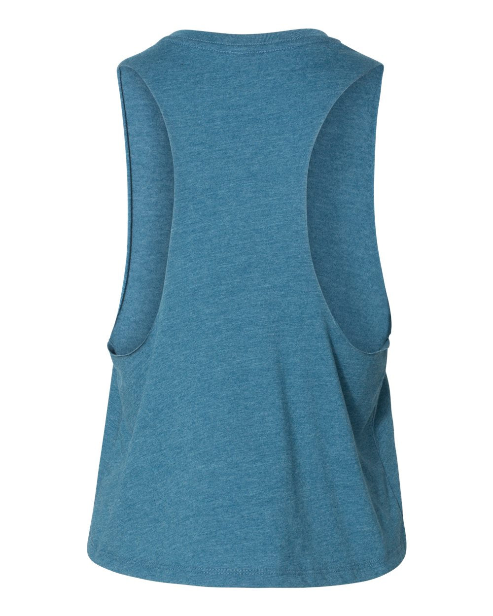 Blue sleeveless top on a white background
